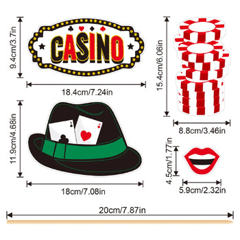 24 бр./компл. Las Vegas Poker Theme Photo Booth Props Casino Game Night Costume Mask for Boy Birthday Bachelorette Party Decoration