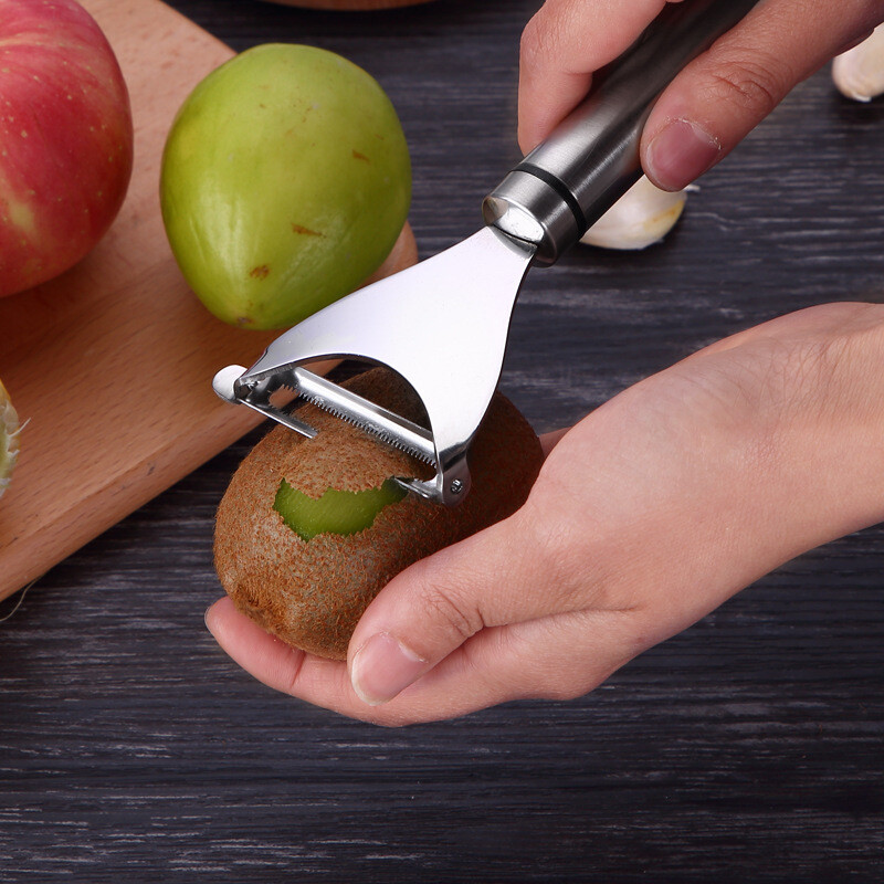 Rozsdamentes acél kettős felhasználású burgonyahámozó alma sárgarépa hámozó kés Gyümölcsvágó Éles kaparó konyhai eszközök