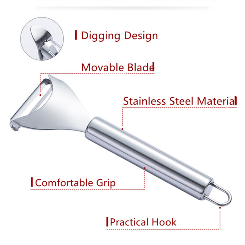 Rozsdamentes acél kettős felhasználású burgonyahámozó alma sárgarépa hámozó kés Gyümölcsvágó Éles kaparó konyhai eszközök