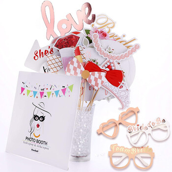 1 Σετ Team Bride to Be Paper Photo Props Mask Νυφικό ντους Στολισμός γάμου Πλαίσιο από χαρτί Bachelorette Supplies with Shiny