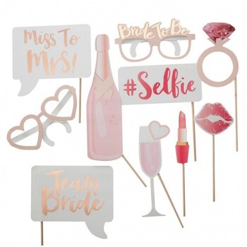 1 Σετ Team Bride to Be Paper Photo Props Mask Νυφικό ντους Στολισμός γάμου Πλαίσιο από χαρτί Bachelorette Supplies with Shiny