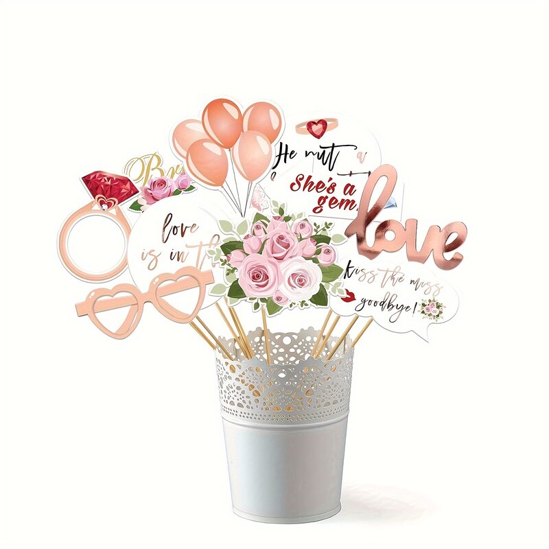 1 Nustatyti komandos nuotaką, kad būtų popieriniai fotorekvizitai Kaukė Vestuvių dušas Vestuvių dekoravimas Popierinis rėmelis Bachelorette reikmenys su blizgančiais