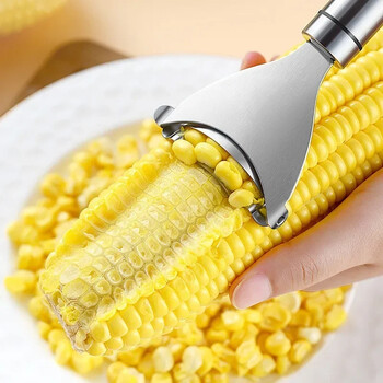 Εγχειρίδιο Corn stripper από ανοξείδωτο ατσάλι Corn Planer Cob stripper επαναχρησιμοποιούμενος αποφλοιωτής καλαμποκιού Αλωνιστής κουζίνας Εργαλείο Gadget φρούτων λαχανικών