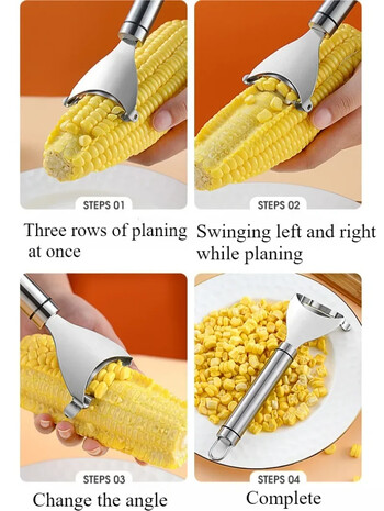 Εγχειρίδιο Corn stripper από ανοξείδωτο ατσάλι Corn Planer Cob stripper επαναχρησιμοποιούμενος αποφλοιωτής καλαμποκιού Αλωνιστής κουζίνας Εργαλείο Gadget φρούτων λαχανικών