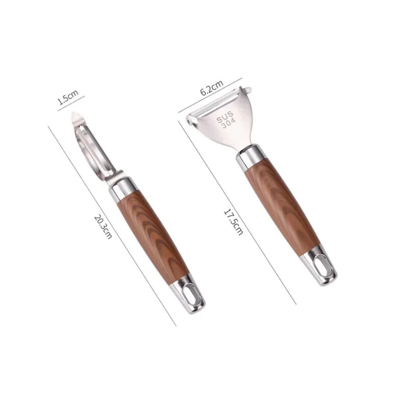 1/2 vnt. Skustukas Daugiafunkcis nerūdijančio plieno bulvių skustukas su medinėmis rankenomis Daržovių trintuvės Virtuvės lupimo įrankiai Namų prietaisai