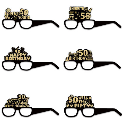 18. 30. 40. 50. Születésnapi parti Papírszemüveg Fekete arany Boldog születésnapi parti dekoráció 18 30 40 50 60 70 éves fényképes kellék