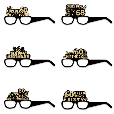 18. 30. 40. 50. Születésnapi parti Papírszemüveg Fekete arany Boldog születésnapi parti dekoráció 18 30 40 50 60 70 éves fényképes kellék