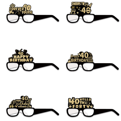 18. 30. 40. 50. Születésnapi parti Papírszemüveg Fekete arany Boldog születésnapi parti dekoráció 18 30 40 50 60 70 éves fényképes kellék