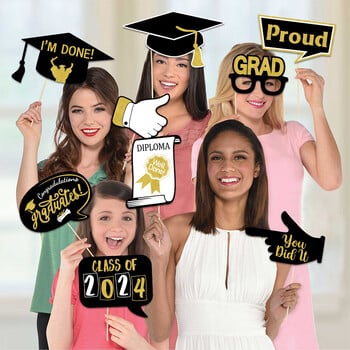 25 бр. Реквизит за абитуриентска хартия Photo Booth Class of 2024 Graduation Party Decoration Сувенири Консумативи Забавни Grad Glasses