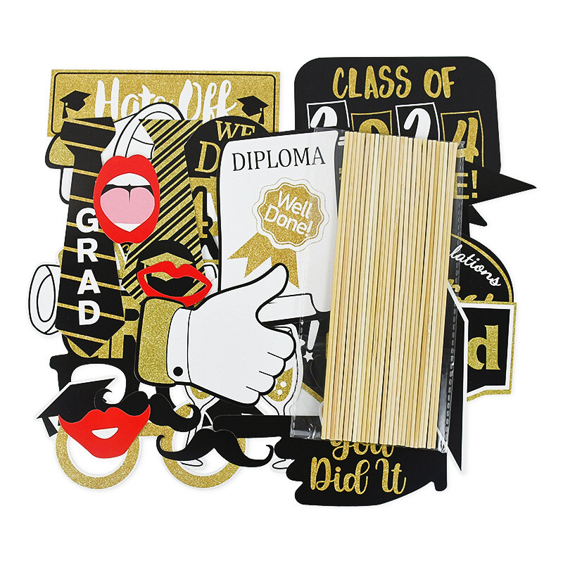 25 db Ballagási papír Fotófülke kellékek, 2024-es ballagási parti dekorációs kellékek Vicces osztályozó szemüvegek