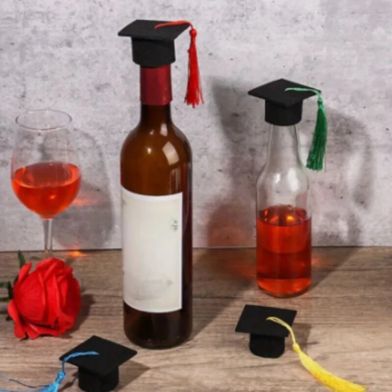 10gab Izlaiduma cepure, filcs, mini doktora cepure, pušķu filcs, doktora cepure, lelle, vīna pudele, pušķu dekorēšana