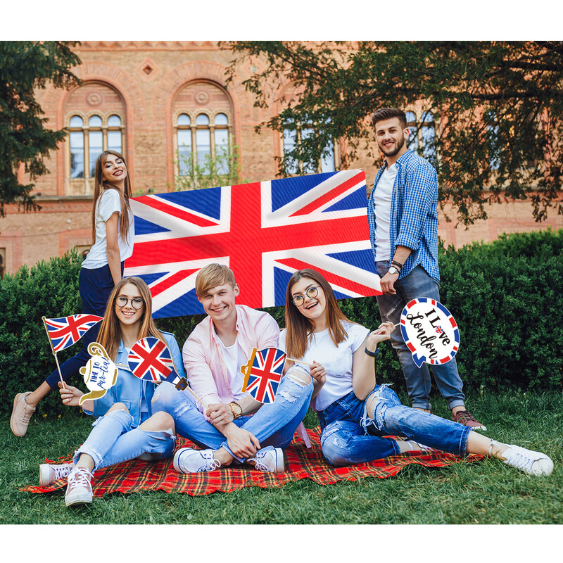 London Party Decor Hazafias Photo Booth kellékek Brit kedvencek UK Flag nemzeti ünnepi készlet