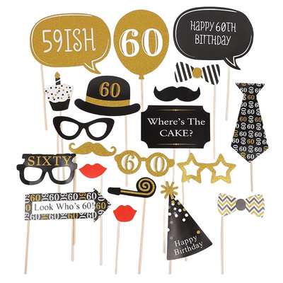 1Szett fekete rózsaszín 18 21 30 40 50 60. papír kézi fotó kellékek férfiaknak és nőknek Boldog születésnapi évfordulós parti dekorációs kellékek