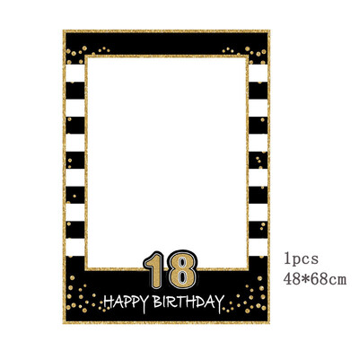 1Szett fekete rózsaszín 18 21 30 40 50 60. papír kézi fotó kellékek férfiaknak és nőknek Boldog születésnapi évfordulós parti dekorációs kellékek