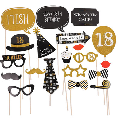 1Szett fekete rózsaszín 18 21 30 40 50 60. papír kézi fotó kellékek férfiaknak és nőknek Boldog születésnapi évfordulós parti dekorációs kellékek