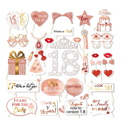 1Szett fekete rózsaszín 18 21 30 40 50 60. papír kézi fotó kellékek férfiaknak és nőknek Boldog születésnapi évfordulós parti dekorációs kellékek