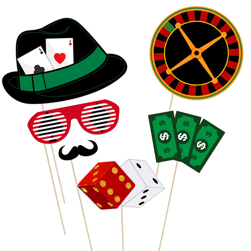 Kazino teminės vakarėlio reikmenys Vakarėlio dekoravimas Kazino nuotraukų būdelės rekvizitai Kazino vakarėlio priedai