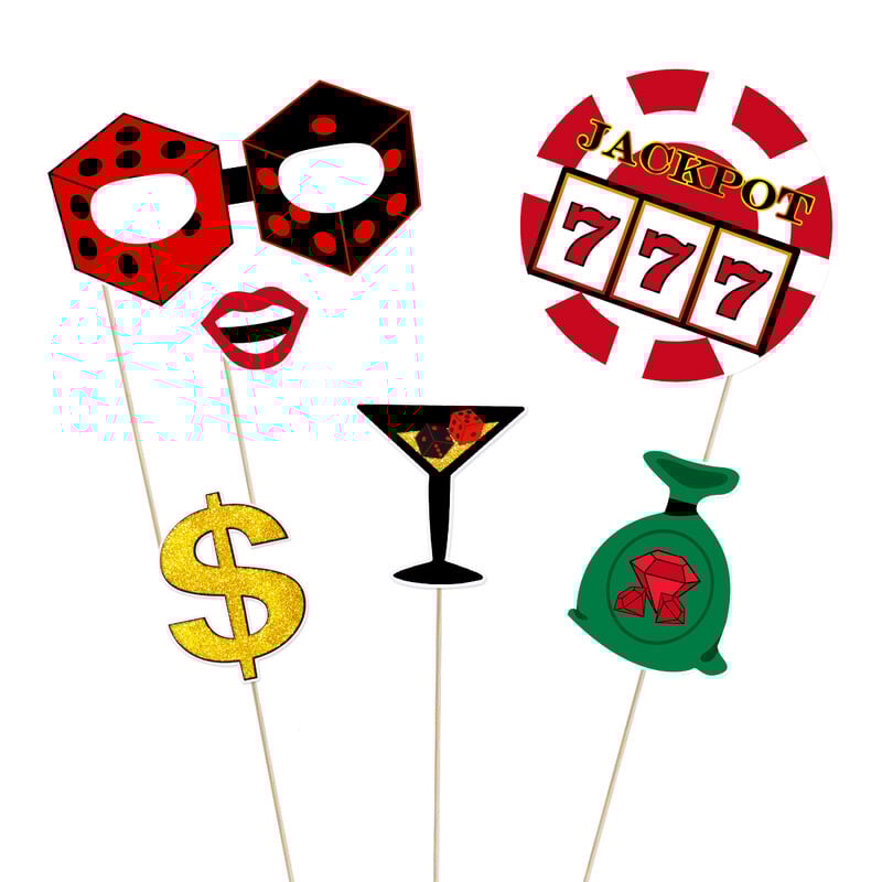 Kazino teminės vakarėlio reikmenys Vakarėlio dekoravimas Kazino nuotraukų būdelės rekvizitai Kazino vakarėlio priedai