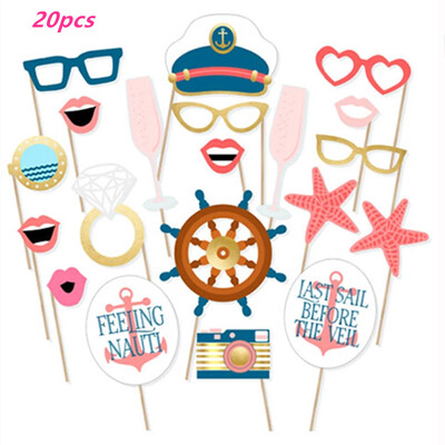 20/25db Hajózási tematikus buli maszk Photo Booth kellékek DIY bajusz ajkak parti dekoráció fiú lány akváriumi születésnapi parti kellékek