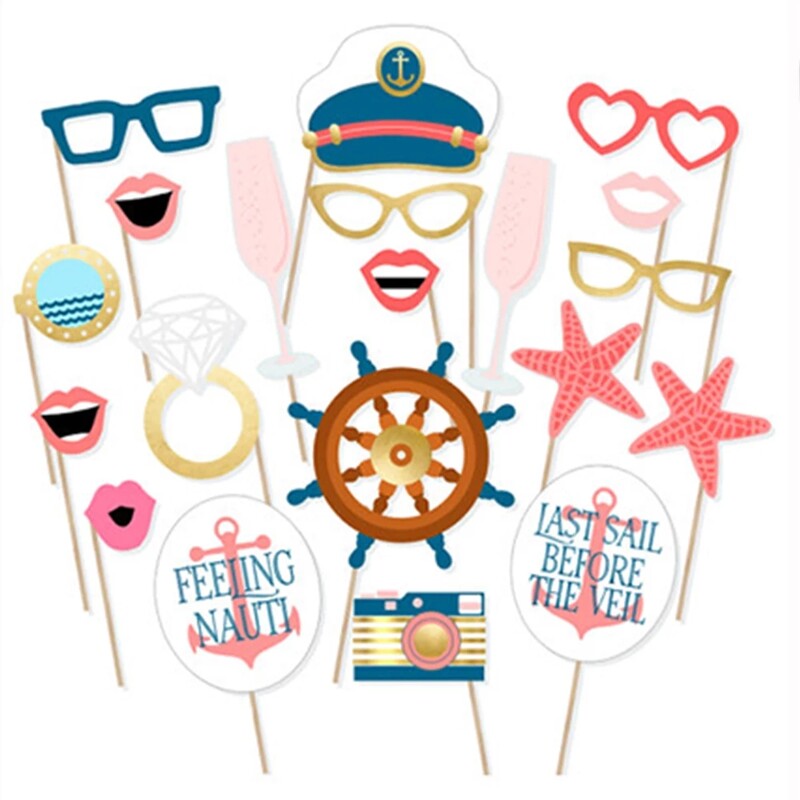 20/25db Hajózási tematikus buli maszk Photo Booth kellékek DIY bajusz ajkak parti dekoráció fiú lány akváriumi születésnapi parti kellékek