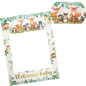 1db Safari Jungle Anima Welcome Baby Gender Reveal Paper Photo Booth kellékek keret Babazuhany dekoráció Születésnapi parti kellékek