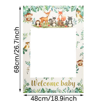 1 τεμ Safari Jungle Anima Welcome Baby Fender Reveal Paper Photo Booth Props Πλαίσιο Διακόσμηση Baby Shower Προμήθειες για πάρτι γενεθλίων