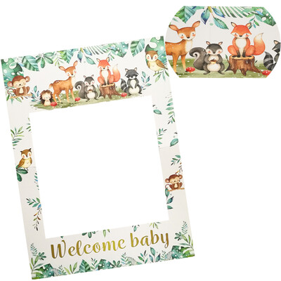 1Pcs Safari Jungle Anima Welcome Baby Gender Reveal Paper Photo Booth Props Frame Baby Shower Decoration Birthday Party Supplies