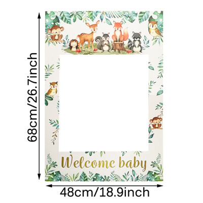 1db Safari Jungle Anima Welcome Baby Gender Reveal Paper Photo Booth kellékek keret Babazuhany dekoráció Születésnapi parti kellékek