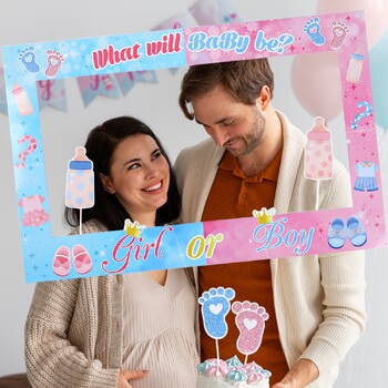 Gender Reveal Κορνίζα φωτογραφιών Εργαλεία φωτογραφίας Welcome Baby Shower Party Decorations Children Reveal Party Supplies