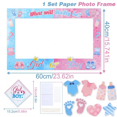 Gender Reveal Fényképkeret Fényképezés Eszközök Üdvözöljük Baby Shower Party Dekorációk Gyerekek Nemek Felfedezése Party Kellékek