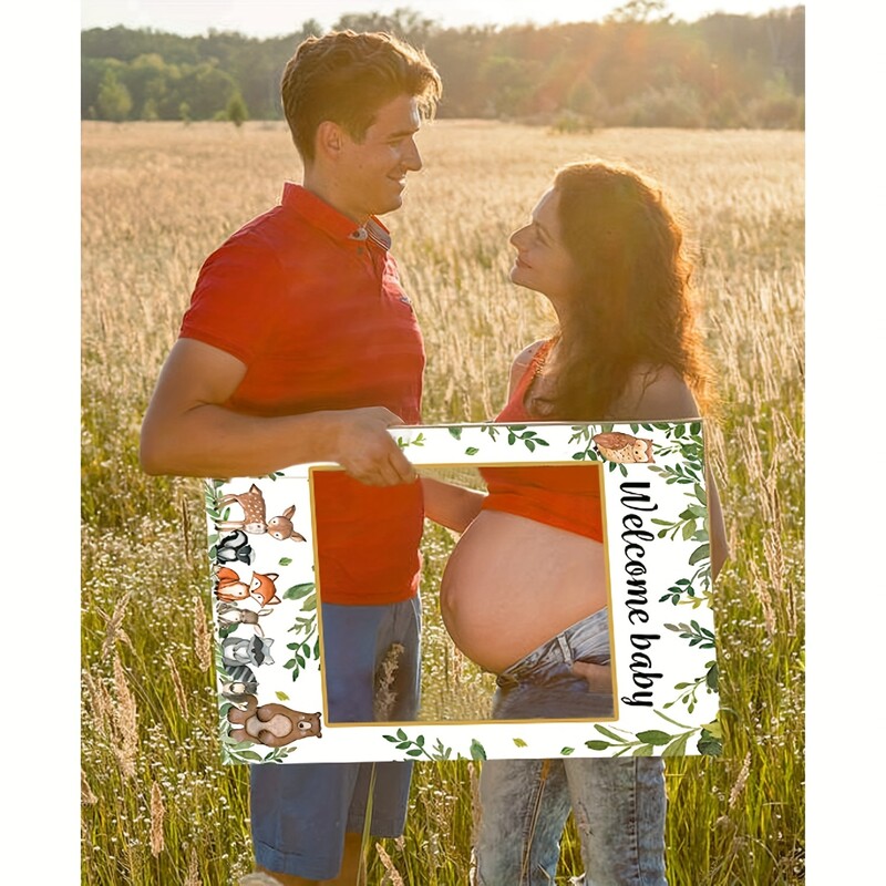 Woodland Baby Shower dekorációk – Üdvözöljük a baba fotófülkéjének kerete fiúknak és lányoknak, nemek szerint semleges erdei állatok zuhanyozáshoz