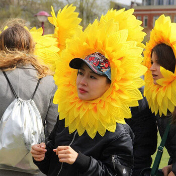 Κάλυμμα κεφαλής Sunflower, Funny Performance Props, Sunflower Hat Hood for Dance Party Festival Παιχνίδια για παιδιά Έφηβοι Ενήλικες