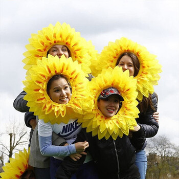 Κάλυμμα κεφαλής Sunflower, Funny Performance Props, Sunflower Hat Hood for Dance Party Festival Παιχνίδια για παιδιά Έφηβοι Ενήλικες