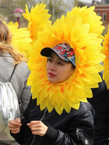 Κάλυμμα κεφαλής Sunflower, Funny Performance Props, Sunflower Hat Hood for Dance Party Festival Παιχνίδια για παιδιά Έφηβοι Ενήλικες