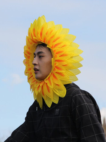 Κάλυμμα κεφαλής Sunflower, Funny Performance Props, Sunflower Hat Hood for Dance Party Festival Παιχνίδια για παιδιά Έφηβοι Ενήλικες