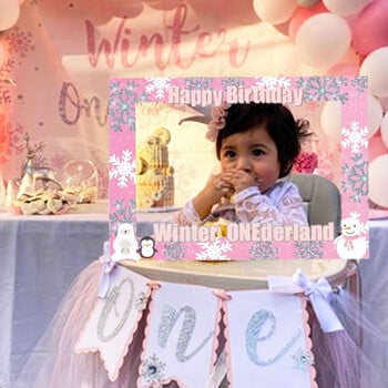 Winter Onederland 1st Birthday Girl Decoration Winter Onederland Photo Booth Props Snowflake First Birthday Photo Banner