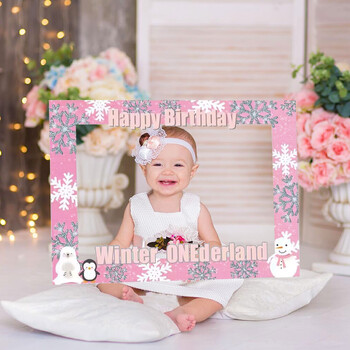 Winter Onederland 1st Birthday Girl Decoration Winter Onederland Photo Booth Props Snowflake First Birthday Photo Banner