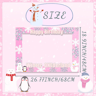 Téli Onederland 1. születésnapi lány dekoráció Téli Onederland Photo Booth kellékei Hópehely első születésnapi fényképes szalaghirdetés