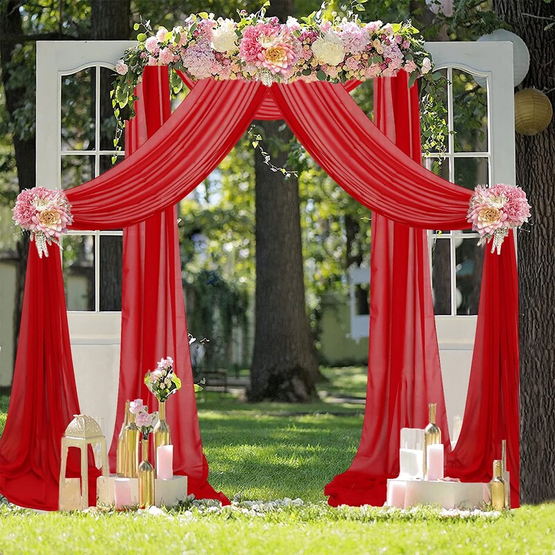 Nunta Arc Draperie Rustic Wedding Party Decor Ceremonie Agățat Materiale șifon țesătură perdea Valance Fundal fotografie