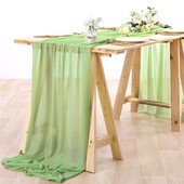 Šifona galda skrējējs caurspīdīgs audums, zīda kāzu arkas pārklājums.