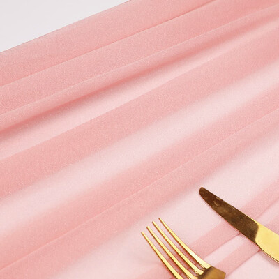 Šifona galda skrējējs caurspīdīgs audums, zīda kāzu arkas pārklājums.