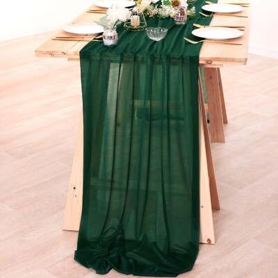 Šifona galda skrējējs caurspīdīgs audums, zīda kāzu arkas pārklājums.