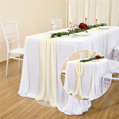 Šifona galda skrējējs caurspīdīgs audums, zīda kāzu arkas pārklājums.