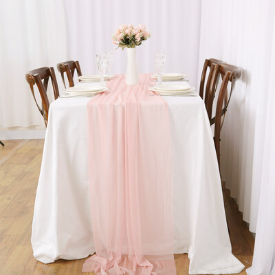 Šifona galda skrējējs caurspīdīgs audums, zīda kāzu arkas pārklājums.