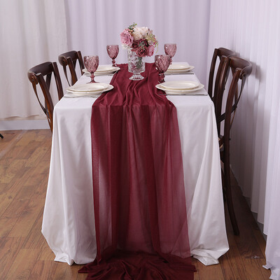 Šifona galda skrējējs caurspīdīgs audums, zīda kāzu arkas pārklājums.