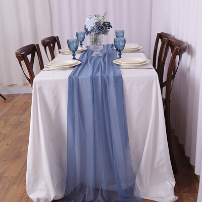 Šifona galda skrējējs caurspīdīgs audums, zīda kāzu arkas pārklājums.