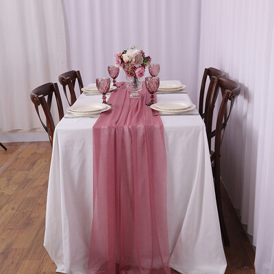 Šifona galda skrējējs caurspīdīgs audums, zīda kāzu arkas pārklājums.