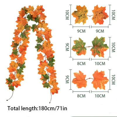 Mesterséges őszi juharlevél koszorú hamis növényi dekoráció juharlevél szőlővel Otthoni szoba Hálaadás Halloween esküvői dekoráció