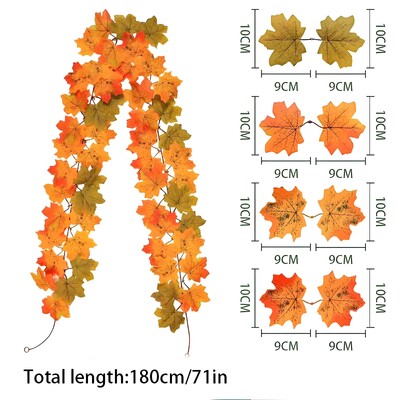 Mesterséges őszi juharlevél koszorú hamis növényi dekoráció juharlevél szőlővel Otthoni szoba Hálaadás Halloween esküvői dekoráció