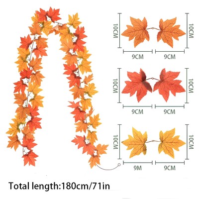 Mesterséges őszi juharlevél koszorú hamis növényi dekoráció juharlevél szőlővel Otthoni szoba Hálaadás Halloween esküvői dekoráció